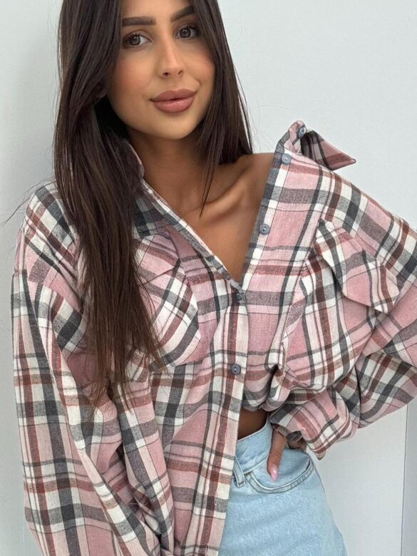 Koszula Purella w kratę pudrowo-szara