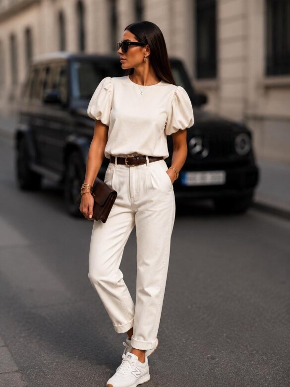 Spodnie Downtown jeans ecru 