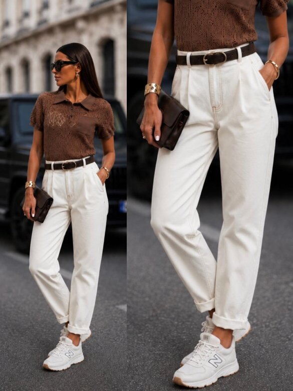 Spodnie Downtown jeans ecru 