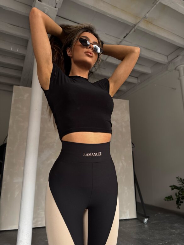 Legginsy Resident czarno-beżowe