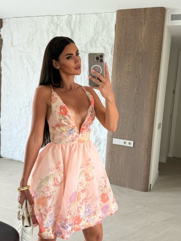 Sukienka Asadoria mini w print brzoskwiniowa