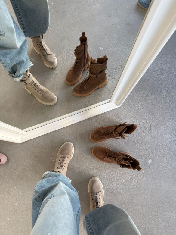 Botki Modero skóra naturalna jasnobeżowe 