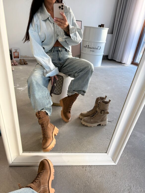 Botki Modero skóra naturalna czekoladowe 