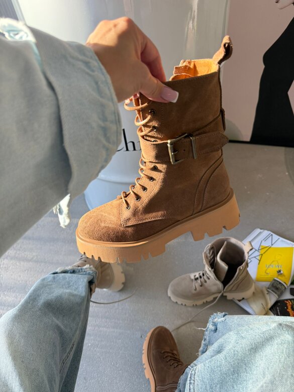 Botki Modero skóra naturalna czekoladowe 