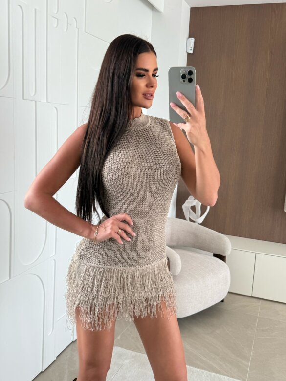 Sukienka Bellezza dzianinowa beżowa 