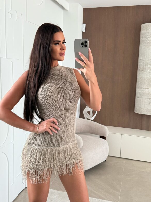 Sukienka Bellezza dzianinowa beżowa 