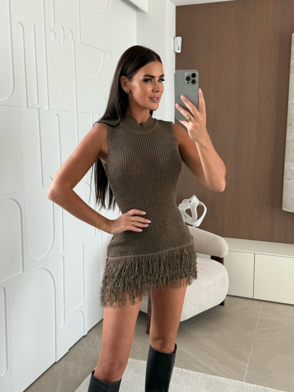 Sukienka Bellezza dzianinowa mocca 