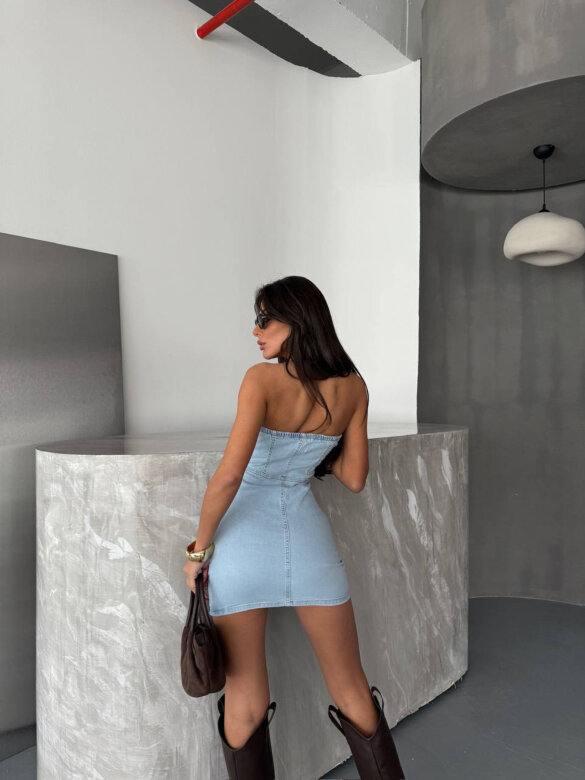 Sukienka Montana mini jeans jasnoniebieska