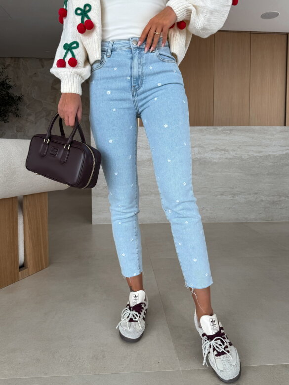 Spodnie White Daisies jeans jasnoniebieskie