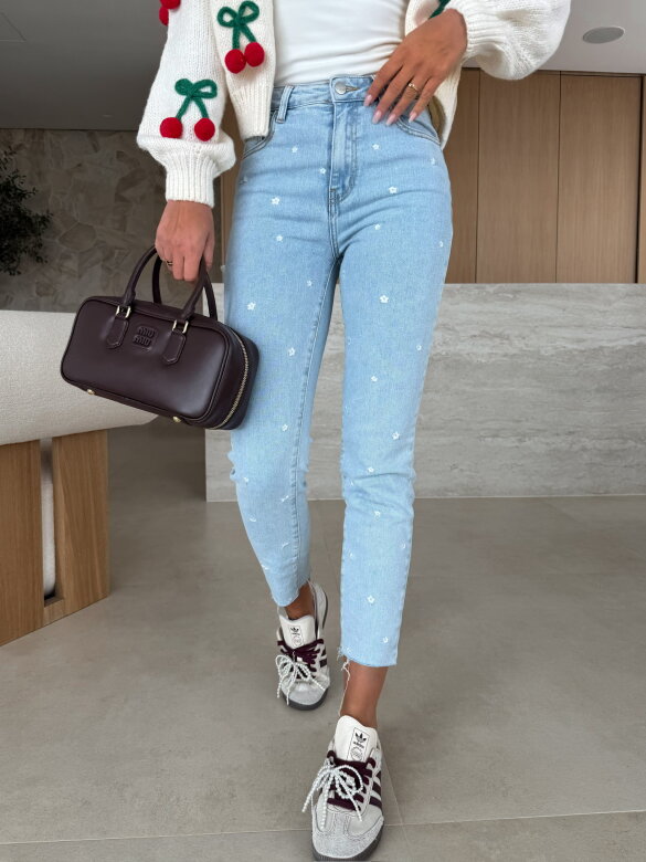 Spodnie White Daisies jeans jasnoniebieskie