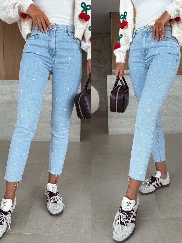 Spodnie White Daisies jeans jasnoniebieskie