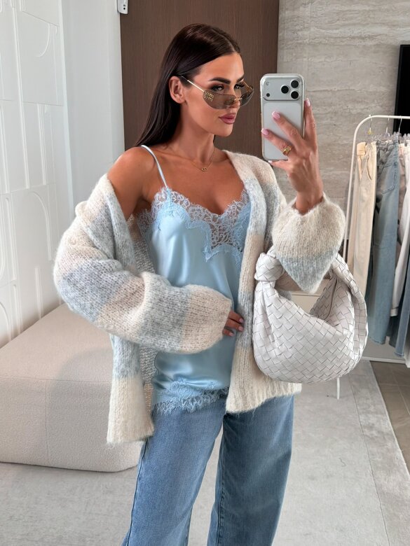 Sweter Pastelle beżowo-szary