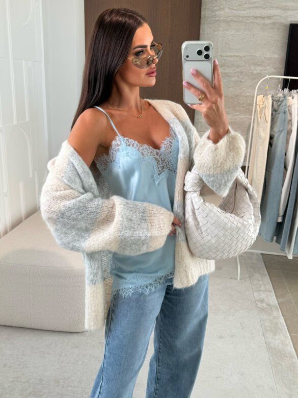 Sweter Pastelle beżowo-szary