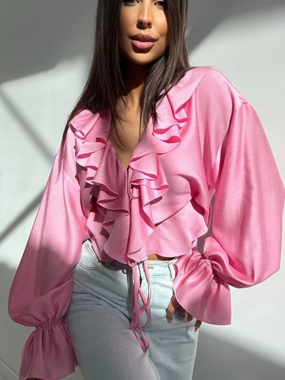 Bluzka Tovella z falbanami różowa 