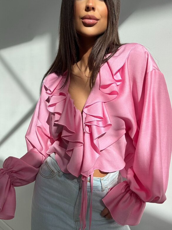 Bluzka Tovella z falbanami różowa 