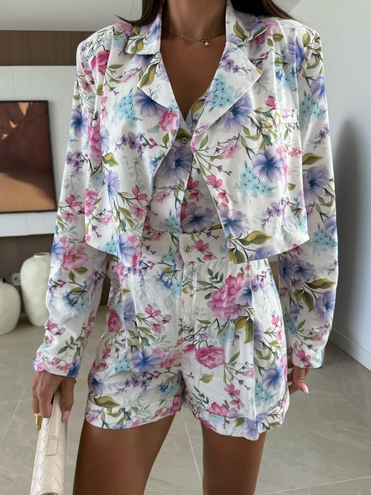 Marynarka Lorie short biała-lilac