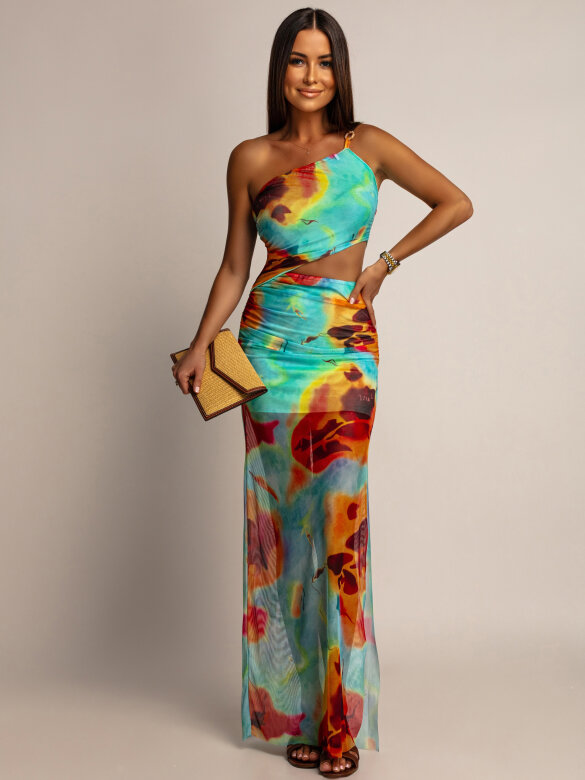 Sukienka Elien maxi w print turkusowa