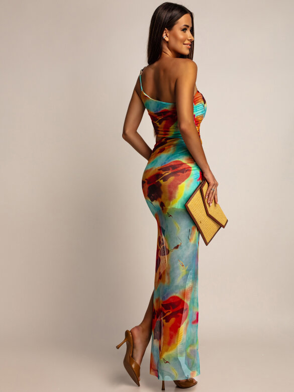 Sukienka Elien maxi w print turkusowa