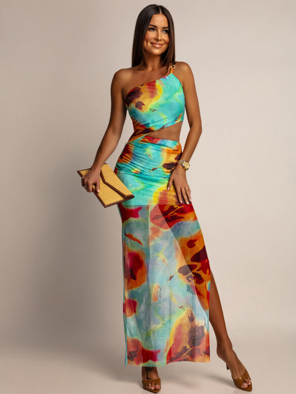 Sukienka Elien maxi w print turkusowa