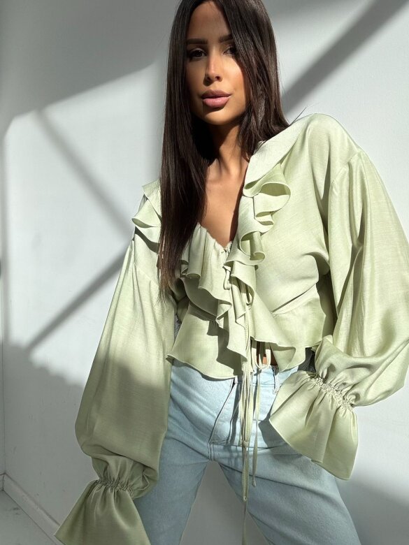 Bluzka Tovella z falbanami matcha 