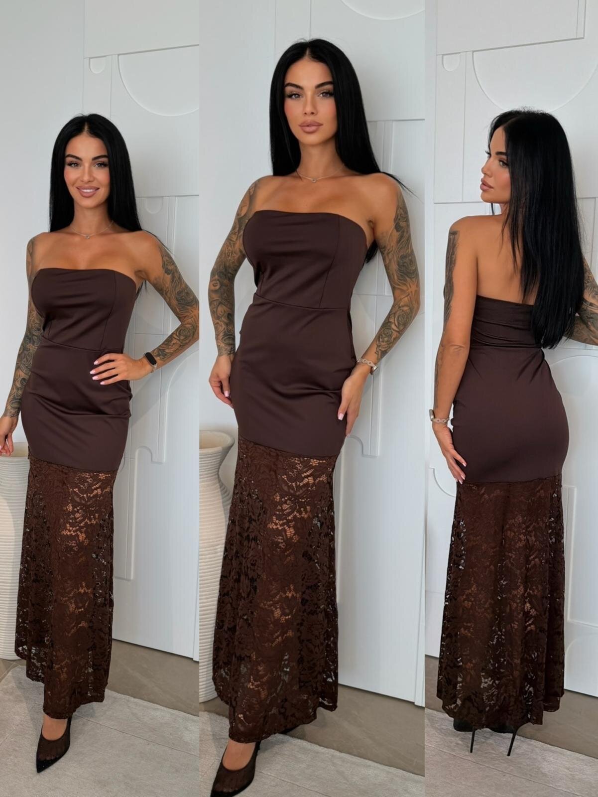 Sukienka Carvini maxi czekoladowa