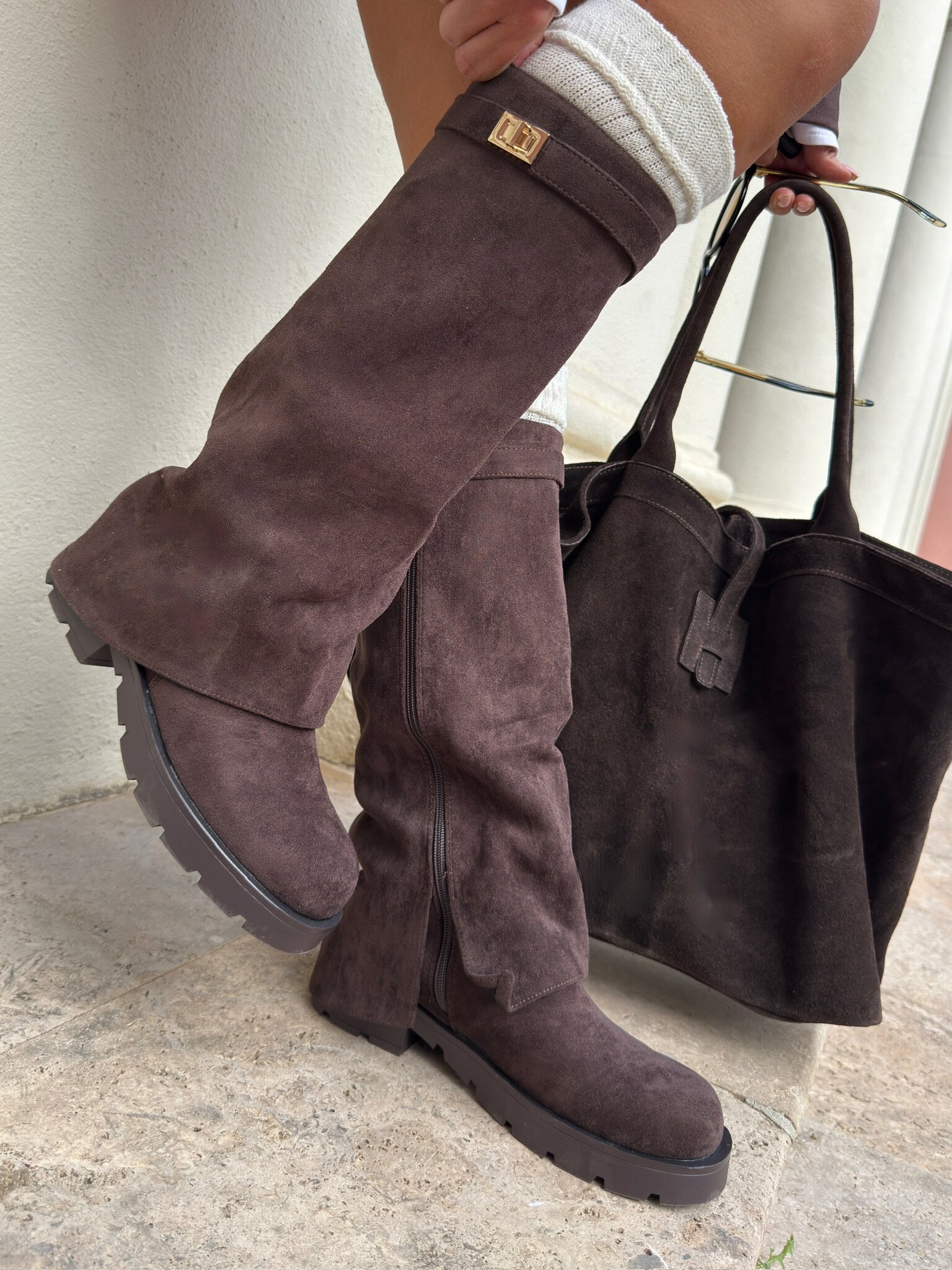 Kozaki Elorie eko zamsz czekoladowe