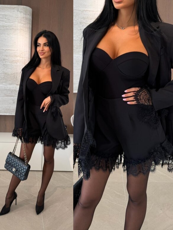 Shorts Nuvetto with lace black