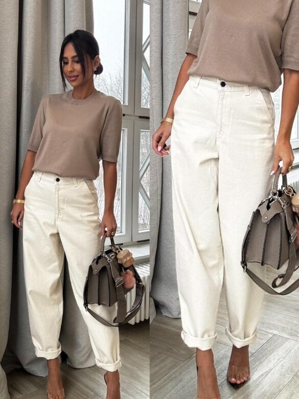 Spodnie Modere jeans jasnobeżowe