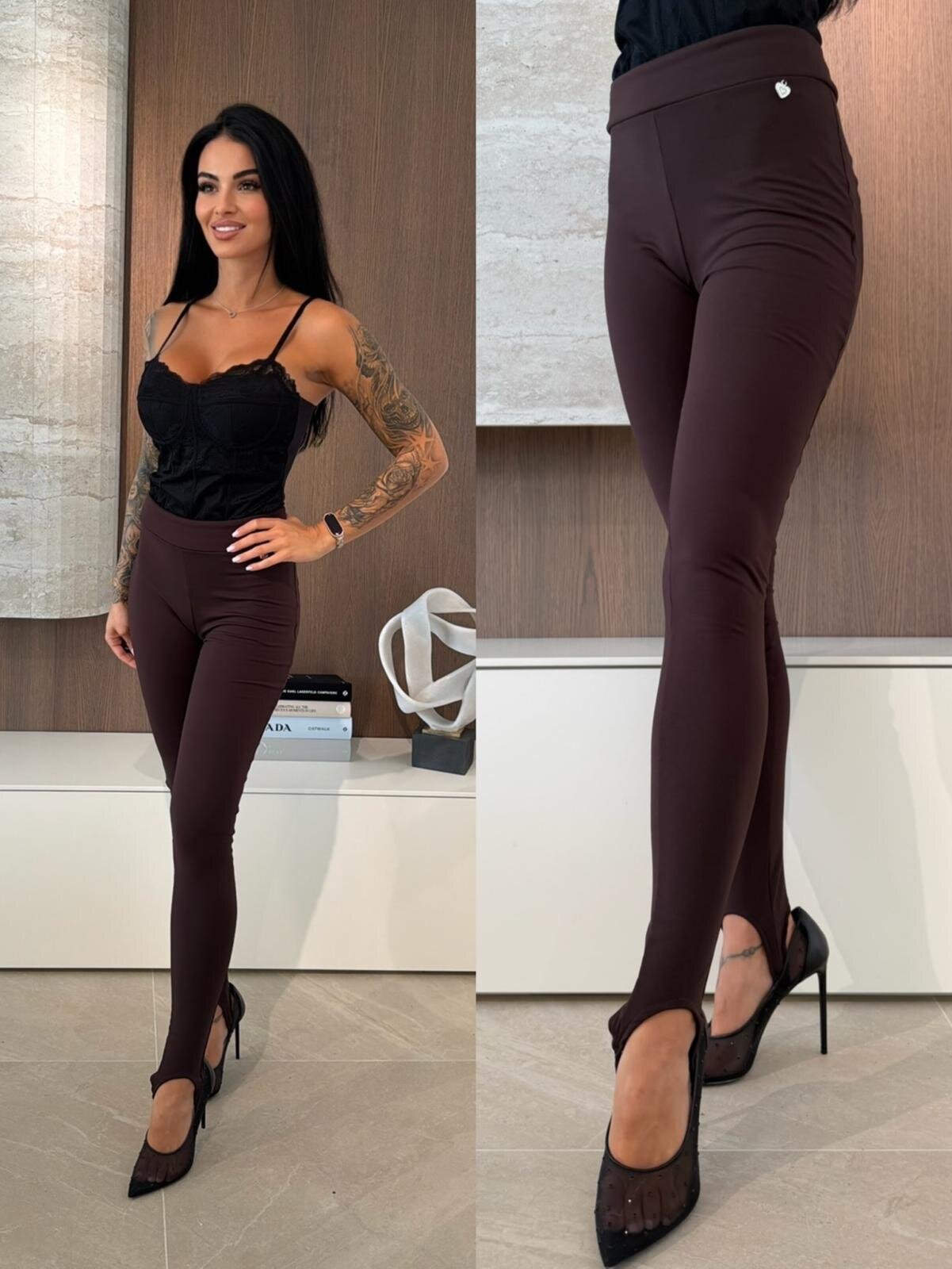 Legginsy Tamille narciarki ocieplane czekoladowe