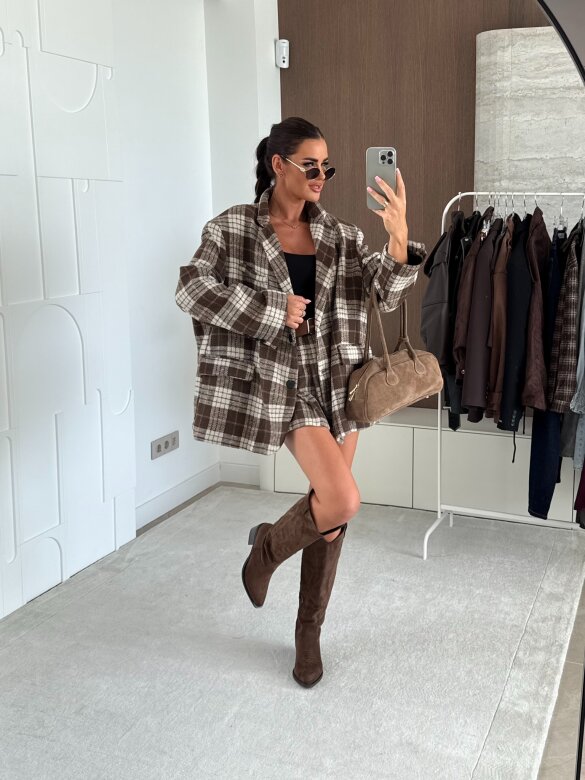 Blazer Blendis checked chocolate-ecru