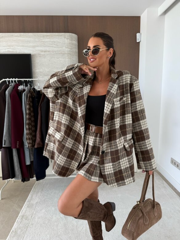 Blazer Blendis checked chocolate-ecru