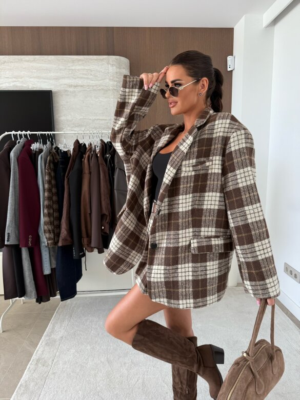 Blazer Blendis checked chocolate-ecru