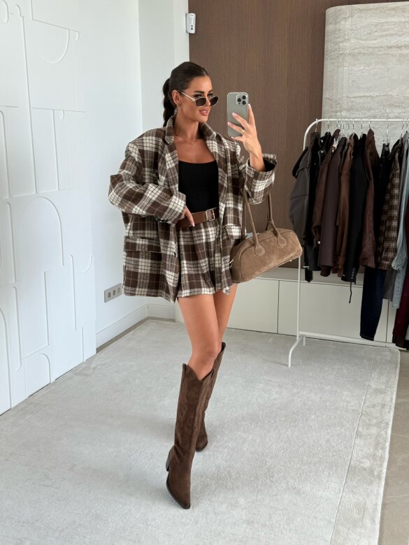 Blazer Blendis checked chocolate-ecru