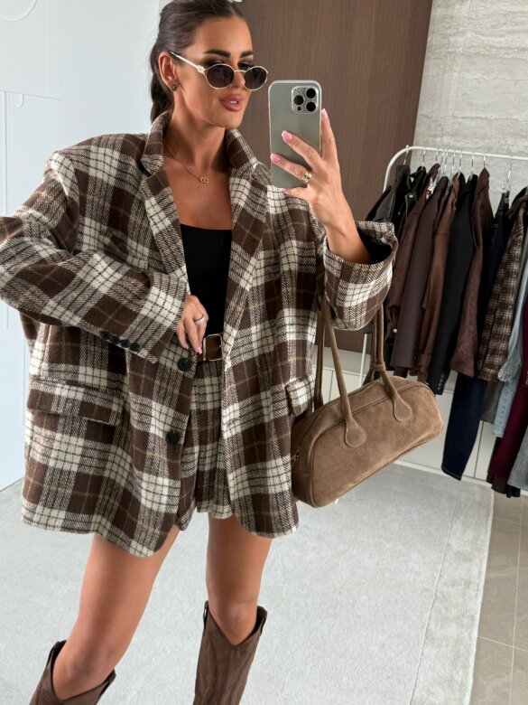 Blazer Blendis checked chocolate-ecru