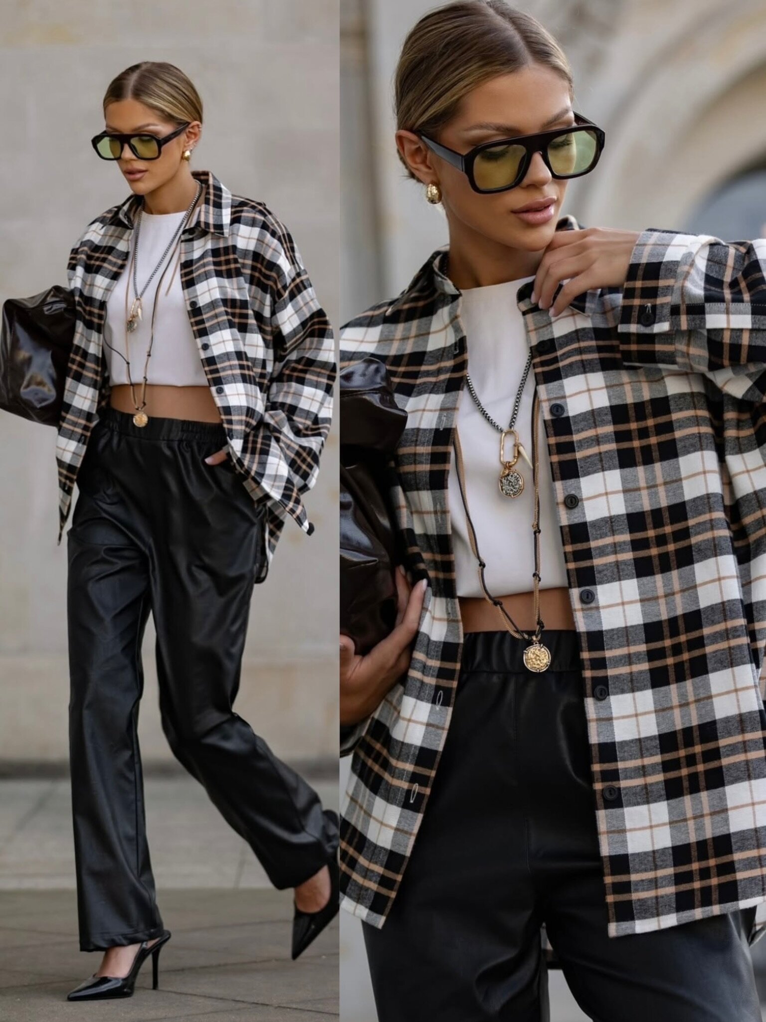 Koszula Avalea w kratę czarno-biała