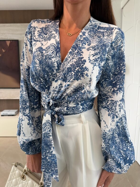 Bluzka Claresa niebiesko-biała