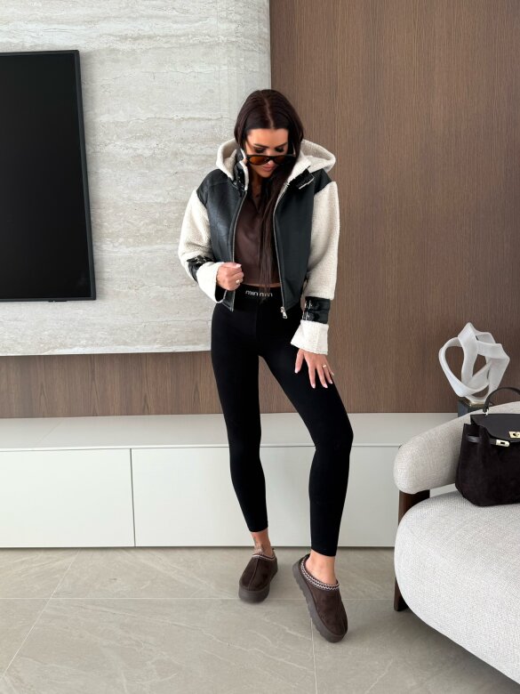 Kurtka Vionne eko skóra czarno-biała