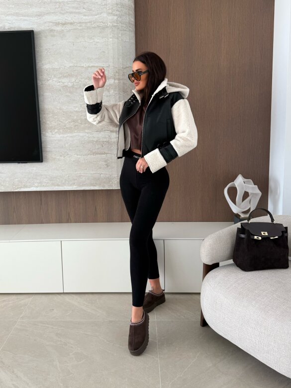 Kurtka Vionne eko skóra czarno-biała