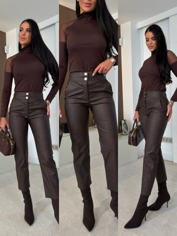 Trousers Aloiso eco leather chocolate