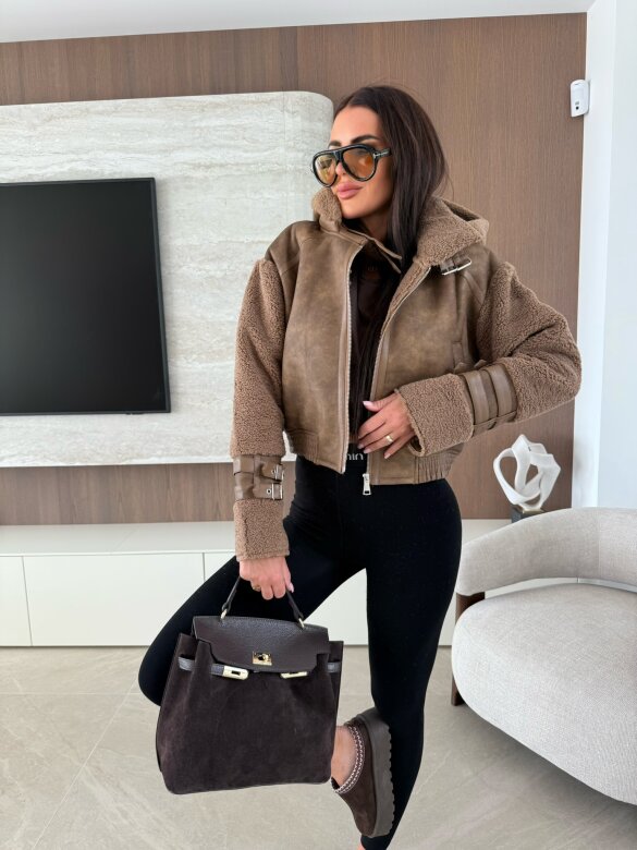 Kurtka Vionne eko skóra brązowa 