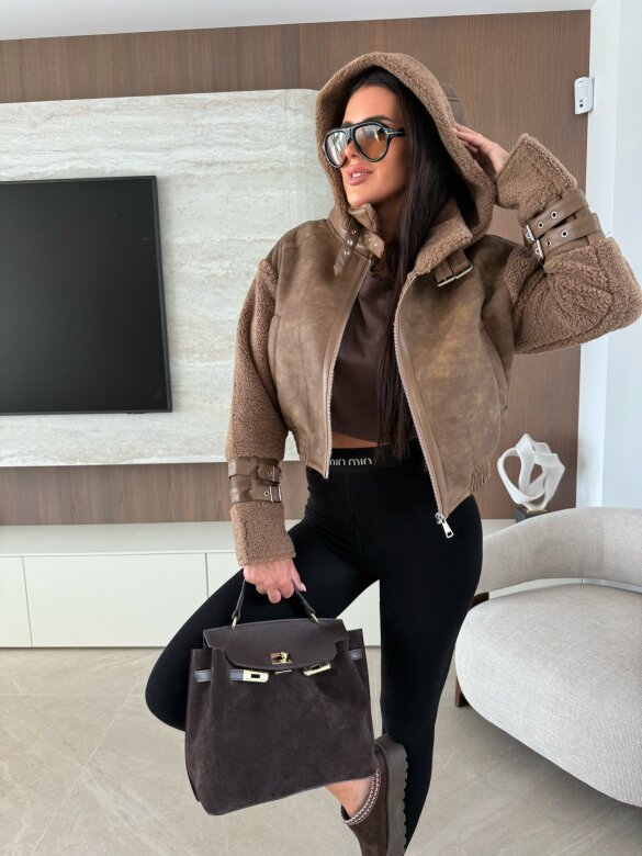 Kurtka Vionne eko skóra brązowa 