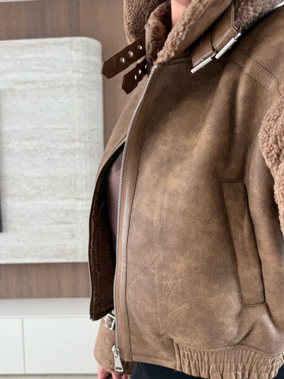 Kurtka Vionne eko skóra brązowa 