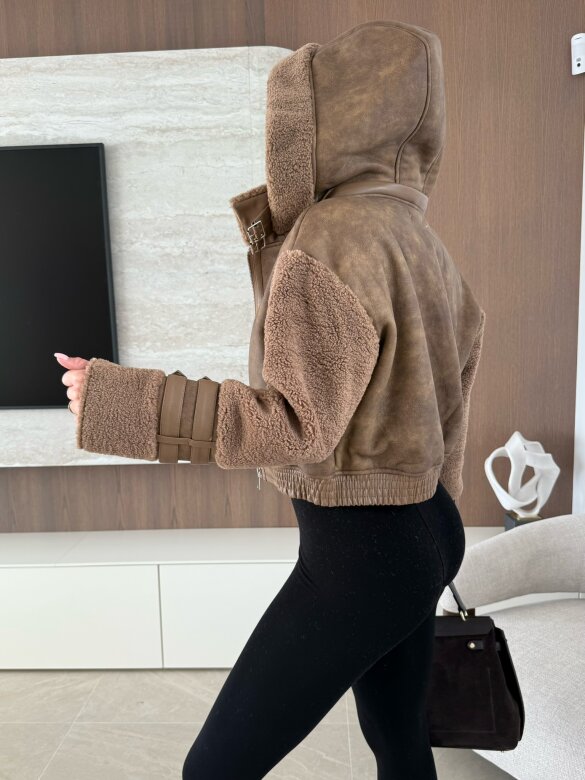 Kurtka Vionne eko skóra brązowa 