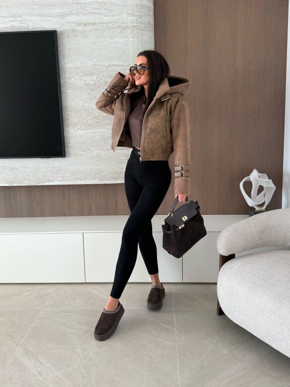 Kurtka Vionne eko skóra brązowa 