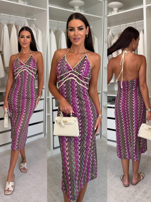 Dress Runaway with viscose violet-pink
