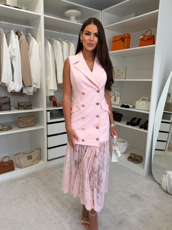 Sukienka Rosella z wiskozą pudrowa 