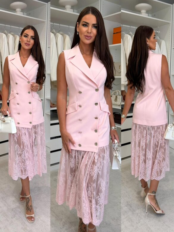 Sukienka Rosella z wiskozą pudrowa 