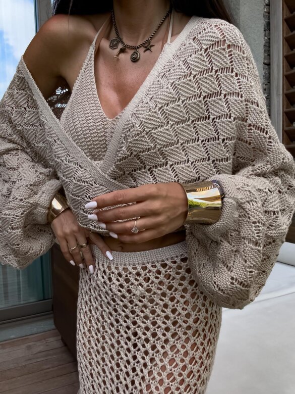 Sweter Lorin ażurowy beżowy