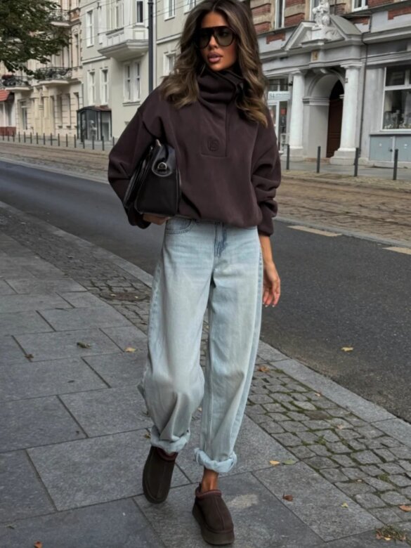 Hoodie Elodia cotton chocolate