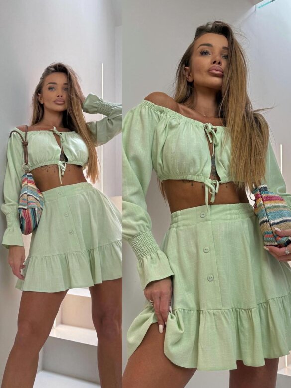 Set 2in1 Blurry linen pistachio